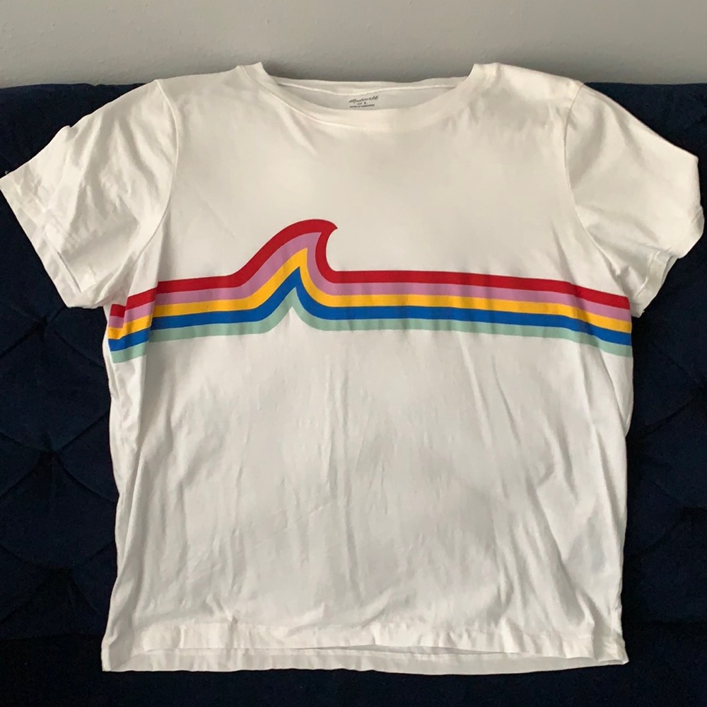 Madewell graphic T - NWOT - white with rainbow 🌈 size L